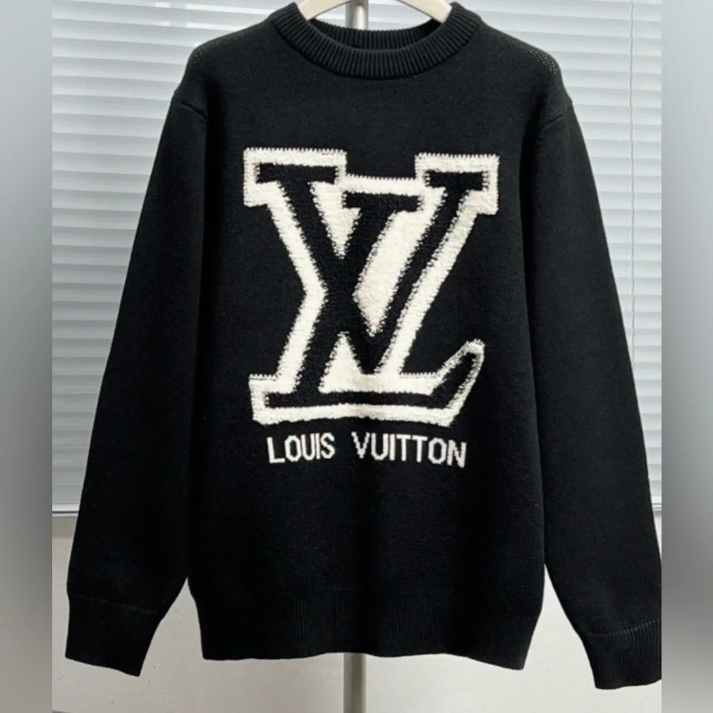 Crewneck Sweater with White LV Logo - Picture 2 of 3